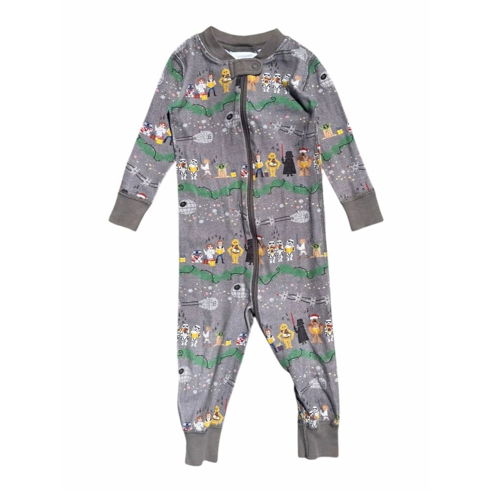 Hanna Andersson Star Wars Baby 18-24M Gray Holiday Organic Cotton Zip Sleeper